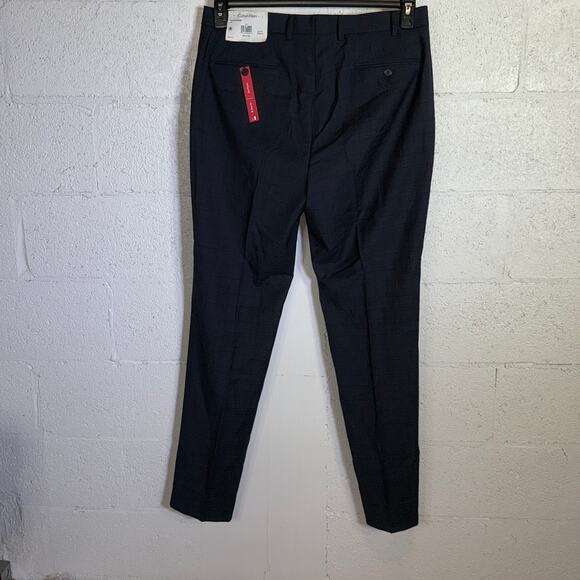 Calvin Klein Men's Slim-Fit Wool-Blend Stretch Plaid Suit Pant navy 36x34 $200 - Picture 8 of 9